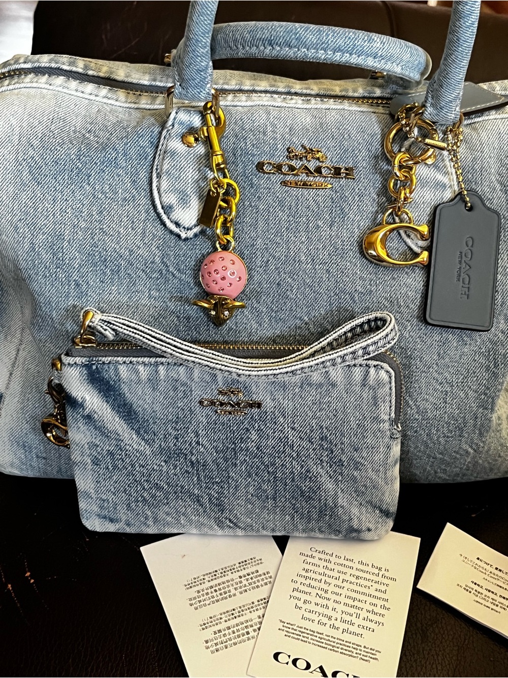 Coach Loved Denim Large Rowan With Wristlet And Charms - Picture 16 of 16